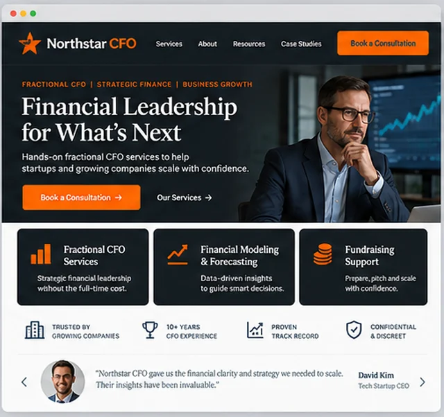 Northstar CFO sample website template for accounting and financial practices