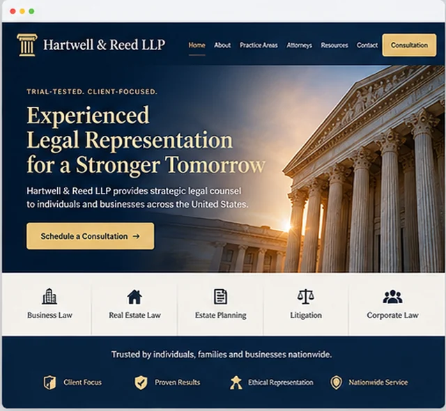 Hartwell & Reed LLP sample website template for law firms