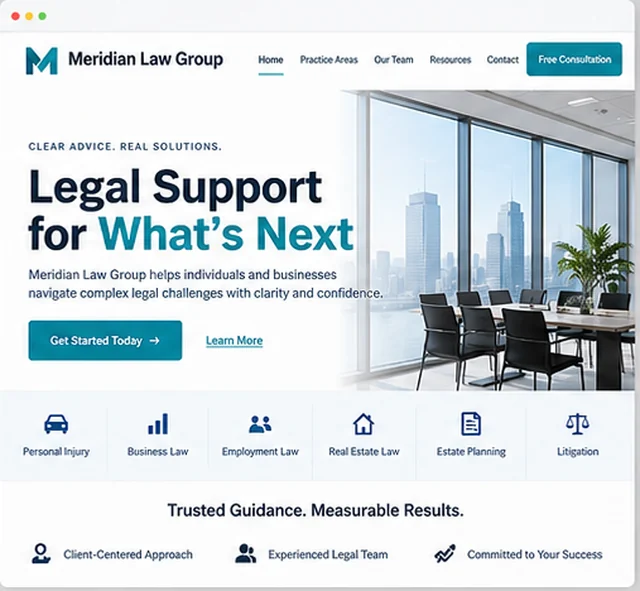 Meridian Law Group sample website template for law firms