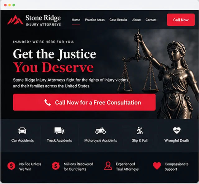 Stone Ridge Injury Attorneys sample website template for law firms