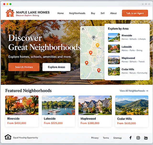 Maple Lane Homes sample website template for real estate agents and brokerages