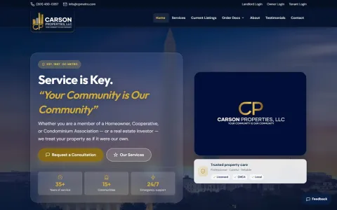 Screenshot of the Carson Properties website
