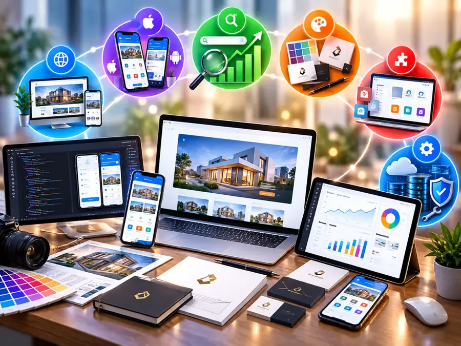 Custom business website on a laptop and phone